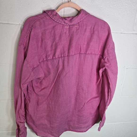 Anthropologie Maeve Pink Linen Button Down Oversized Shirt - Picture 6 of 13